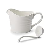 Portmeirion Home & Gifts CPW78895-XP Sauce Jug & Mini Ladle, Porcelain, White, 18.5 x 11 x 13 cm