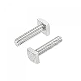 sourcing map Square Head Bolt, 2pcs M6x25mm Fully Thread 304 Stainless Steel Grade C Square Machine Screws