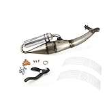 Leovince TT Sport Exhaust with Area1 Silencer in Chrome Carbon Look Suitable for 50 cc 2-Stroke Aprilia Street Sportcity MY Motard Gilera Runner Stalker Vespa ET2 S Primavera + Free Wheel Rim Sticker