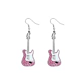 Acrylic Classical Guitar Earrings,Vintage Rock Band Music Guitar Earrings, Punk Hip-Hop Instrument Acrylic Earrings, Jewelry Gifts for Personalized Music Enthusiasts (Pink)
