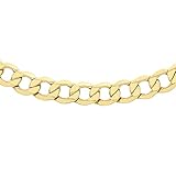 CARISSIMA Unisex 9 ct Yellow Gold Hollow 5 mm Diamond Cut Curb Chain Necklace of Length 61 cm/24 Inch