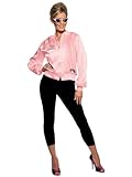 Smiffys Grease Pink Ladies Jacket for Women, Pink Jacket with Embroidered Logo, Officially Licensed, Ideal for Matching Group Outfits, Fancy Dress, and Playful Music-Themed Events Halloween