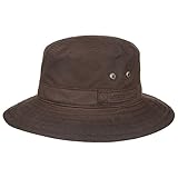 Stetson Atkins Waxed Cotton Bucket Hat Women/Men - Oilskin Crushable Floppy with Lining Winter Autumn Spring Summer Summer-Winter - XL (60-61 cm) Brown
