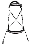 Equipride LEATHER BITLESS BRIDLE CRYSTAL WITH ANTI-SLIP RUBBER GRIP RUBBER REINS (Pony, Black)