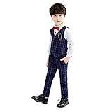 LOLANTA Boys Checked Waistcoat Set,Kids Wedding Formal Outfits,Pageboy Partywear (10-11 Years,Blue,Tag 160)