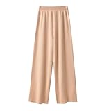 Women Winter Cashmere Sheep Wide Leg Wool Knit High Waist Hanging Mope Pants Apricot 3XL