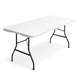 SAKUSEI 6ft 1.8m Heavy Duty Folding Table Trestle Party Garden Table With Carry Handle
