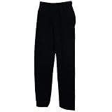 Fruit of the Loom Mens Open Hem Jog Pants/Jogging Bottoms (L) (Black)