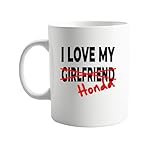 I Love My Girlfriend X Honda 11oz Ceramic Coffee Mug – Funny Car or Motorcycle Enthusiast Gift for Men – Perfect Birthday, Anniversary, or Valentine's Day Present for Him – Dishwasher & Microwave Safe