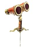 Vimal Nautical Binocular Size : 4.0 Inches, 10.16 cm Approx Nautical Brass Marine Navy Leather Binocular Antique Monocular with Brass Stand