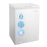 COMFEE' RCC102WH2UK(E) 99L Freestanding Chest Freezer, with Freezing and Refrigeration Conversion, Inverter Compressor, 4 Star Freezer Rating, Suitable for Outbuildings, Garages and Sheds - White