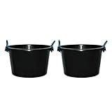 M1SS (Set of 2)- 45L Black Heavy Duty Plasterer Mixing Cement Muck Water TUB/Bucket Storage Bucket with Rope Handles