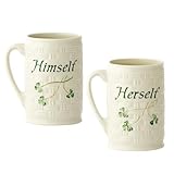 Belleek 3192 Himself and Herself Mug Set, Porcelain, White