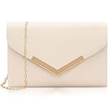 Larcenciel Women's Clutches, Faux Leather Nude Clutch Bags for Women w/Chain, Elegant Envelope Evening Handbag, Minimalist Stylish Shoulder Purse Crossbody Bag for Wedding, Dinner, Prom, 21x13x5CM