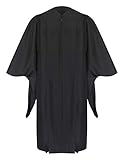 CLERKMANS Deluxe Masters Graduation Gown, Black, 51
