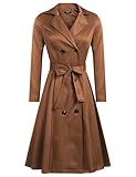 Zeagoo Women's Trench Coats Double-Breasted Long Coat with Belt, Light Brown, M