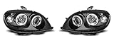 Headlights VR-1235 Front Lights Car Lamps Car Lights Headlamp Headlamps Driver And Passenger Side Complete Set Headlight Assembly Angel Eyes Black compatible with Citroen Saxo 1999 2000 2001 2002 2003