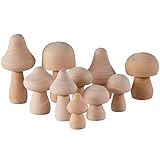 JIHUOO 10 Pcs Unfinished Wooden Mushroom Unpainted Wood Mushrooms Various Sizes Mushroom for Arts DIY Crafts