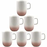 superyes Ceramic Coffee Mugs-Set of 6, 12oz(360ml) Soft Visual Appeal Surface, Comfortable Handle, Pink Gradient Design Elegant Modern Touch