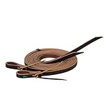 Turquoise Cross Weaver Leather Skirting Leather Split Reins, 7-feet Long Western Reins for Horses for Trail Riding, and More, Durable Equine Supplies, Dark Oil