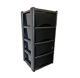 Large 4 Drawer Plastic Storage Tower Unit Ideal for Tools, Toys, Stationary, Documents & Clothes - Storage Unit with Drawers, Plastic Storage Drawers, Black Drawers with Black Frame -39cm x 39cmx 80cm