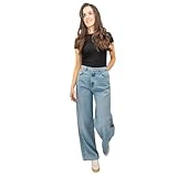Ex M&S Womens Wide Leg Best Jeans Comfy Slouchy Relaxed Fit Cool Stylish Casual Look Blue Soft Denim (UK, Numeric, 16, Regular, Regular, Light Blue)