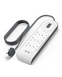 Belkin Extension Lead with USB Slots x 2 (2.4 A Shared), 6 Way/6 Plug Extension, 2m Surge Protected Power Strip - White