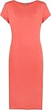 WearAll Womens Plus Size Plain Short Sleeve Stretch Ladies Jersey Midi Dress - Coral - 20/22