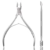 Jestilo Cuticle Remover Tool Set with Cuticle Cutter and Cuticle Pusher - Stainless Steel Professional Cuticle Nipper and Pusher Nail Care Tools for Salon and Level Mani-Pedi at Home (Silver)
