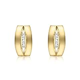 CARISSIMA Women's 9 ct Yellow Gold Cubic Zirconia Three Band Earrings
