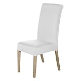 High-Back Chair Covers for Dining Room Chairs – Spandex Stretch, Universal Armless Chair Protective Slipcover, Removable & Washable for Kitchen, Wedding, Party, Banquet & Hotel, White, Pack of 6