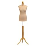 Female Tailors Dummy Cream Size 8/10 Dressmakers Fashion Students Mannequin Display Bust With A Light Wood Base