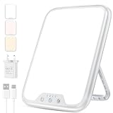 SAD Lamp, 10000 Lux SAD Light Therapy Lamp for Depression, SAD light with 3 Color Temperatures, Adjustable Brightness, 4 Timer Setting Compact Size Full UV-Free Daylight Lamp for Seasonal Mood Changes