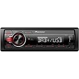 Pioneer MVH-130DAB 1-DIN receiver with DAB/DAB+, Red illumination, USB and compatible with Android devices.