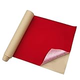 17.7×100 Inches Self-Adhesive Velvet Fabric， DIY Sewing Flocked Fabric Material(Red)
