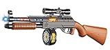 Toy Gun for kids great for Army play Soldier, Military boys police Costume accessories & fancy dress. Durable Toy sniper rifle with rotating ammo drum makes sounds lights & vibrations for hours of fun
