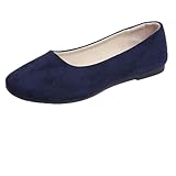 Hwalleum Women's Casual Square Toe Ballet Flats Ladies Stylish Slip On Ballerina Flats Girls Fashionable Solid Color Ballet Pumps Dolly Shoes Womens Comfy Office Driving Flat Shoes Loafers Navy Blue