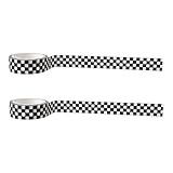 PMTFUMY 2 Pcs Black White Checkered Tape Compact Checkerboard Pattern Adhesive Sticker Racing Car Theme，Decorative Packing Adhesive Tape for Arts Crafts