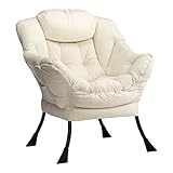 HollyHOME Armchair for Living Room & Bedroom Comfy Reading Chair Relax Velvet Arm Chair Cuddle Armchair Lounge Chairs with Steel Frame, Beige