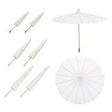 sourcing map 6 Pcs Paper Umbrellas,20cm/30cm/40cm Paper Parasol Umbrella DIY Oiled Paper Painting Umbrellas for Photography Props Party Wedding Decoration,White