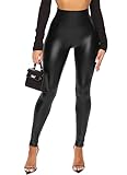 Navneet Women Wet Look Leggings Faux Leather Trousers High Waist Leather Leggings Club Party Outfits Going Out Matte Black M