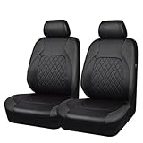 Car Seat Covers for Peugeot 508 607 806 807 1007 4007 5008 Rifter Bipper RCZ, Automotive Front Rear Seat Cover PU Leather Protectors Headrest Interior,Black- Front Seat Cover 1 Pair