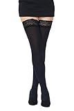 SENTELEGRI Opaque 80 Denier Microfibre Hold Ups Stockings, 9 Colours, Sizes S-XL (Large, Black)