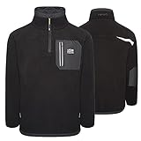 JCB - Trade Heavyweight 1/4 Zip Fleece, Medium - Made with 100% Polyester Polar Fleece - Men's Jumpers Branding Details - Cordura Fabric Elbow Patches - Mens Clothes - 320gsm - Black