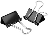 XFentech Large Foldback Binder Clips - 51mm Binder Clips Paper Clips Metal Black Bulldog Clips Clamps 2 inch Stationary Clips for Office Home Supplies 10PCS