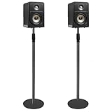 Adjustable Height Speaker Stands (Extends 79cm to 130cm) – Set of 2 Surround Sound Speaker Stands for Bookshelf & Satellite Speakers, Floor Stands with Cable Management Supporting to 5 Kg(Black)