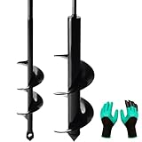 Genubi Industry 2 Count Garden Auger Drill Bit Set - 1.6" x 9" & 3" x 12" Spiral Augers for Bulb, Bedding Plants & Umbrella Holes - Fits 3/8" Hex Drive Drill