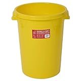 Red Gorilla 50 Litre Plasterers Mixing Bucket Bin with Handle in Yellow Reinforced Sides Durable Easy Grip Handles Weather Resistant Frost Proof Trade Construction DIY Rubble Container 53cm x 45cm