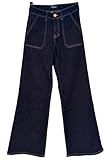 Toxik3 Women's High Waist Wide Leg Jeans - Raw Blue (UK, Numeric, 12, Regular, Regular, Raw Blue)