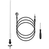 Anina 16 Inch Marine Trailer RV Radio Antenna Rubber Flexible Aerial Mast for Car Truck Boat ATV UTV Caravan Motorhome Motorcycle Radio FM/AM Reception Top Or Side Mount Rubber Antenna (White)